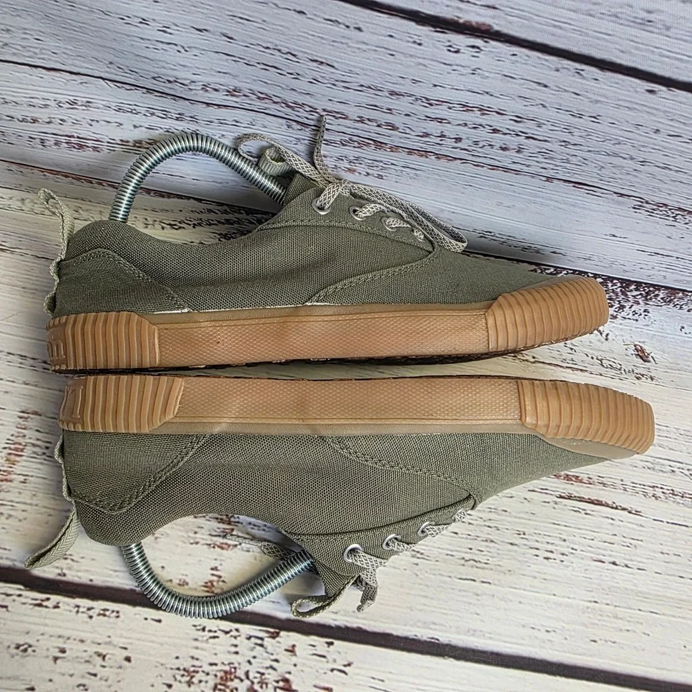LL Bean Eco Woods Lace Up Mens Canvas Sneakers Olive Green Shoes 515716 Size 8.5 - Picture 9 of 10